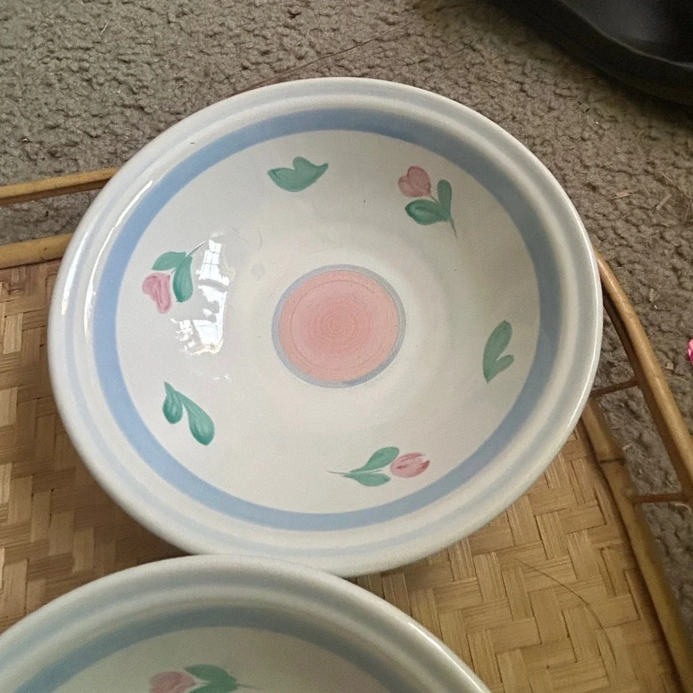 International Tableworks Capri 9123 Cereal Bowls Set of 4 Pink Tulip Stoneware